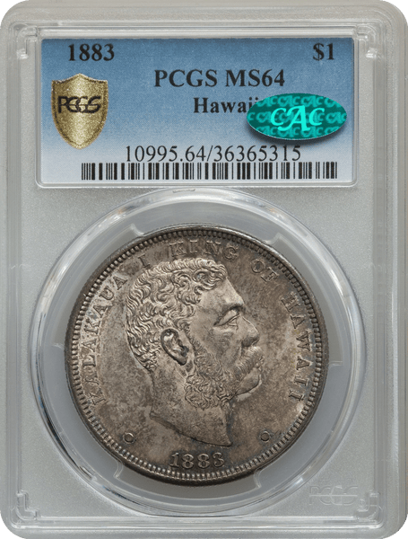1883 Hawaii Dollar PCGS MS64 CAC. High Grade and Rare – First